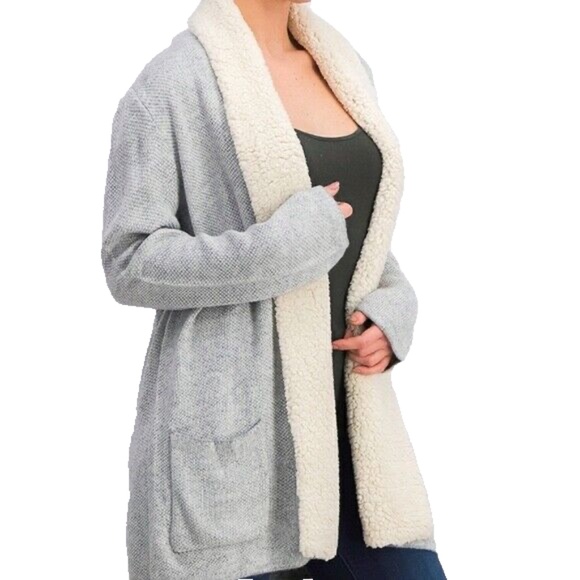 NWT Style&Co. Women's Fleece Collar Open Front Cardigan Hammock Heather 1X - Picture 2 of 13